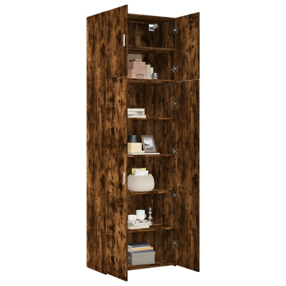 Produktbild för Högskåp rökfärgad ek 80x42,5x249 cm konstruerat trä