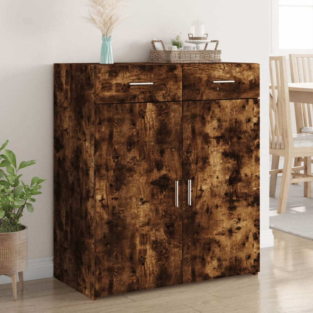 Produktbild för Skänk rökfärgad ek 80x42,5x93 cm konstruerat trä