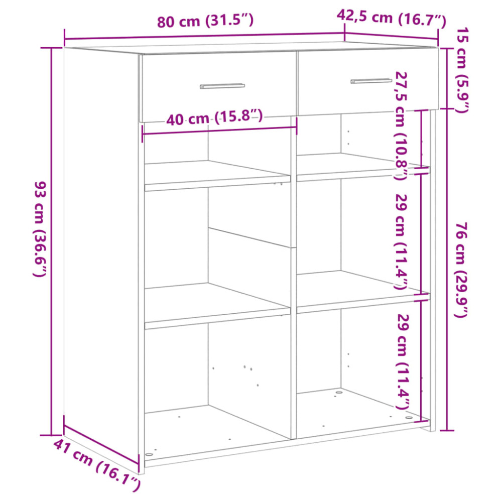 Produktbild för Skänk sonoma-ek 80x42,5x93 cm konstruerat trä