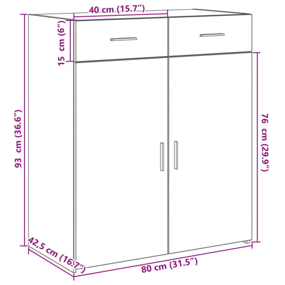 Produktbild för Skänk sonoma-ek 80x42,5x93 cm konstruerat trä