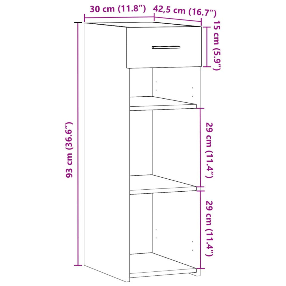 Produktbild för Skänk betonggrå 30x42,5x93 cm konstruerat trä
