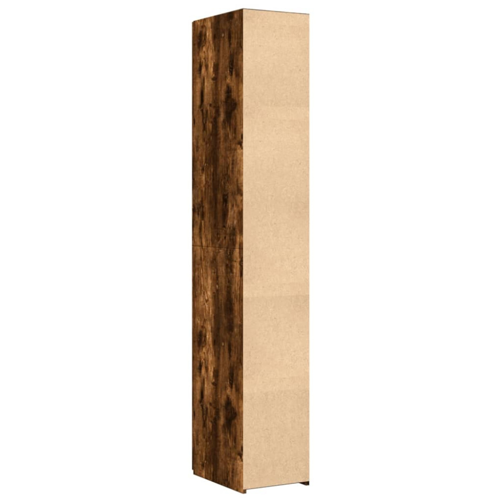 Produktbild för Högskåp rökfärgad ek 30x42,5x185 cm konstruerat trä