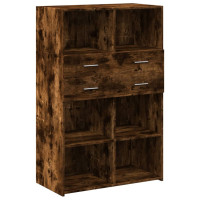 Produktbild för Högskåp rökfärgad ek 80x42,5x124 cm konstruerat trä