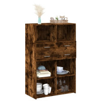 Produktbild för Högskåp rökfärgad ek 80x42,5x124 cm konstruerat trä