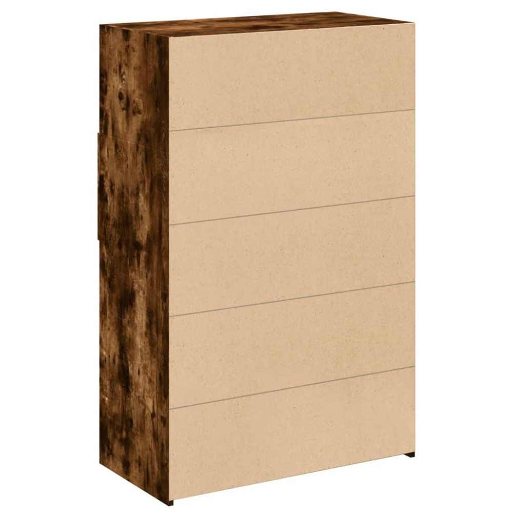 Produktbild för Högskåp rökfärgad ek 80x42,5x124 cm konstruerat trä