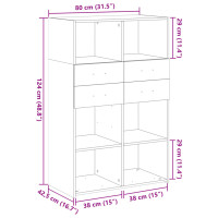 Produktbild för Högskåp rökfärgad ek 80x42,5x124 cm konstruerat trä