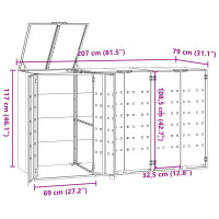 Produktbild för Skjul för sopkärl för 3 platser grå 207x79x117 cm stål