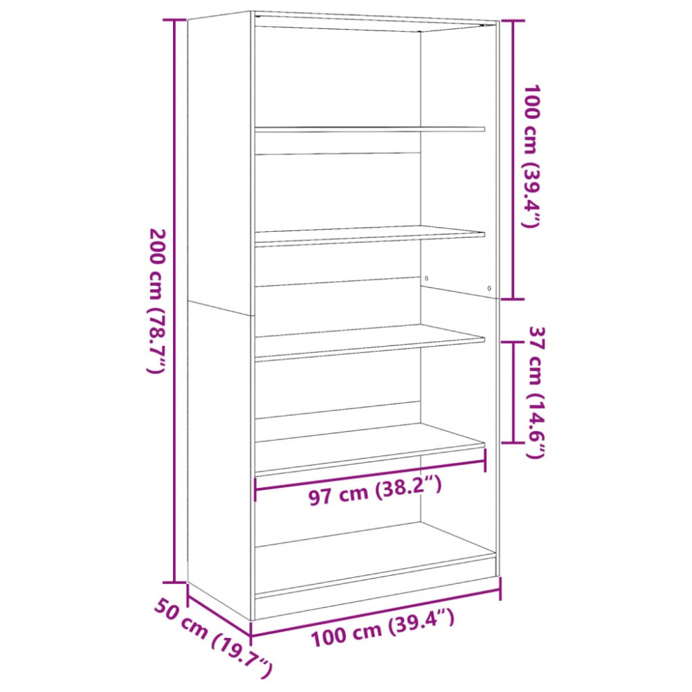 Produktbild för Garderob gammalt trä 100x50x200 cm konstruerat trä