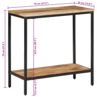 Produktbild för Avlastningsbord 70x35x70 cm massivt grovt mangoträ