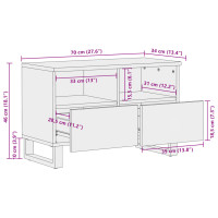 Produktbild för Tv-bänk vit 70x34x46 cm massivt mangoträ