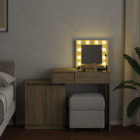 Produktbild för Sminkbord med LED sonoma-ek 115x37x110,5 cm