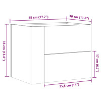 Produktbild för Väggmonterat sängbord vit 45x30x35 cm