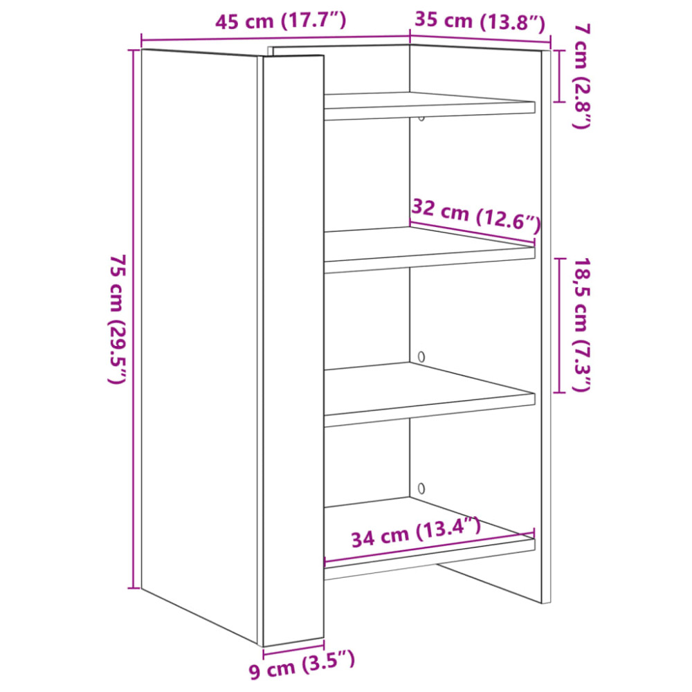 Produktbild för Skänk betonggrå 45x35x75 cm konstruerat trä