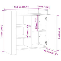 Produktbild för Skänk vit 73,5x35x75 cm konstruerat trä