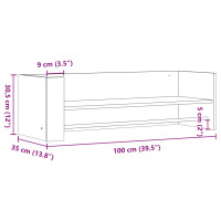 Produktbild för Vägghylla betonggrå 100x35x30,5 cm konstruerat trä