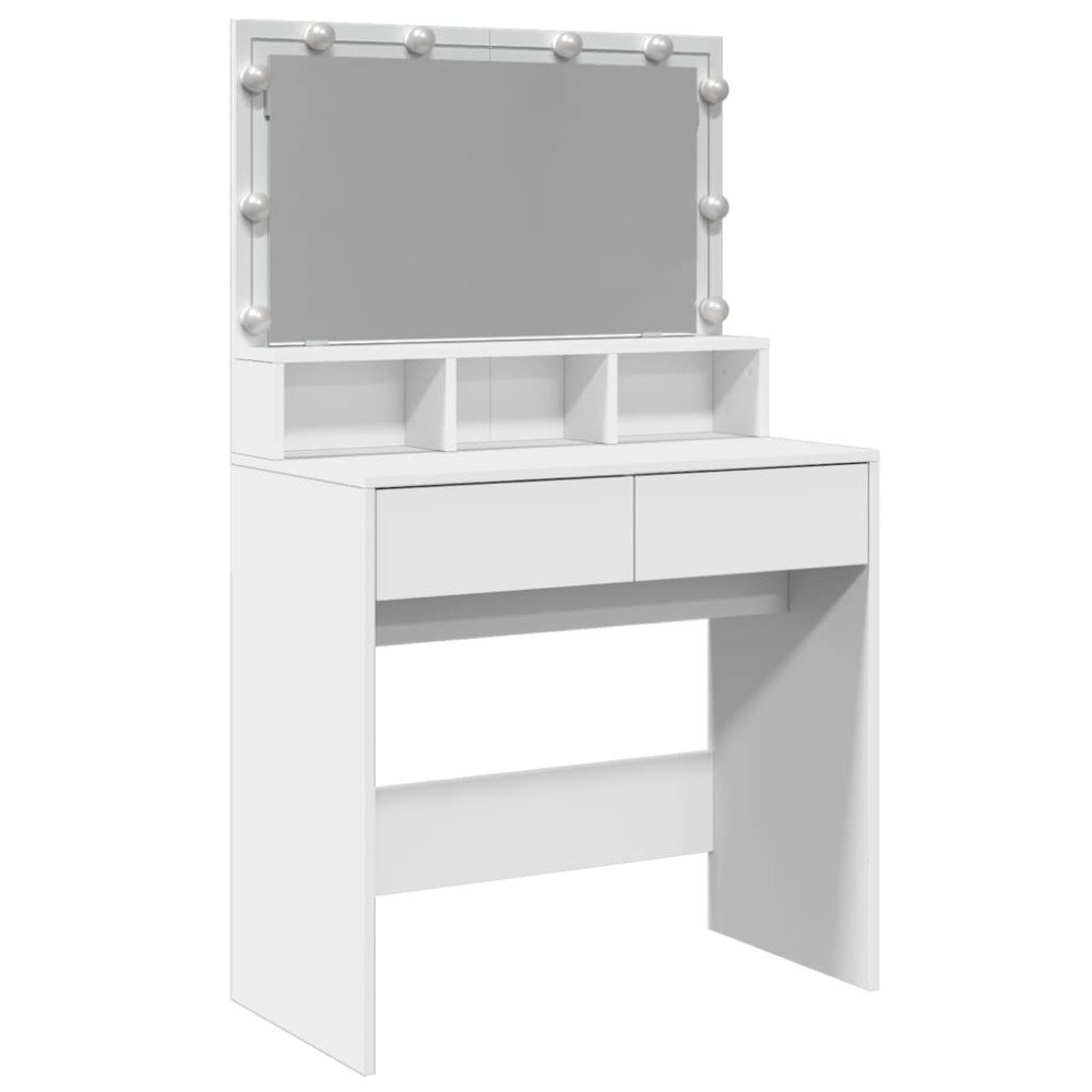 Produktbild för Sminkbord med LED vit 80x41x134,5 cm