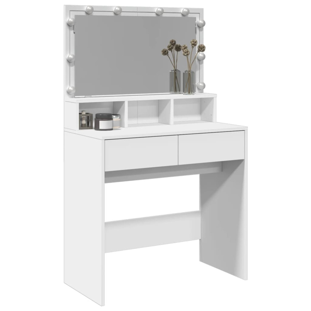 Produktbild för Sminkbord med LED vit 80x41x134,5 cm