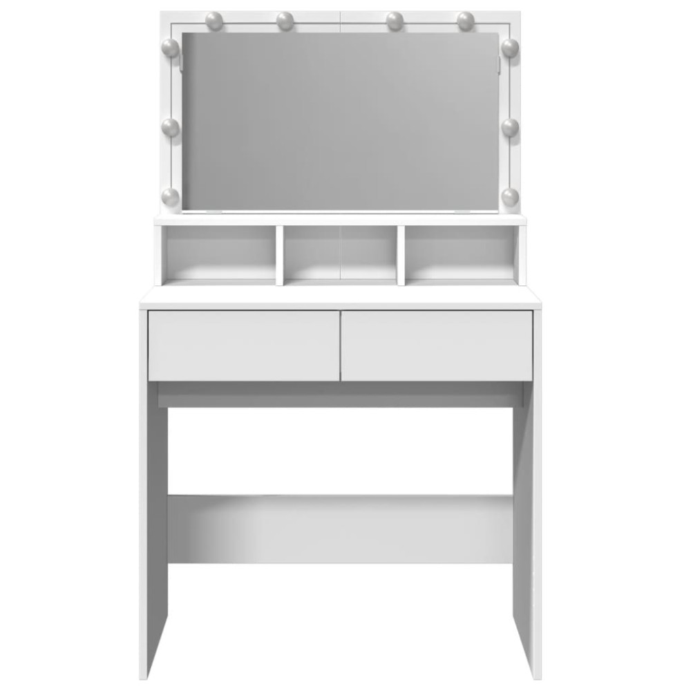 Produktbild för Sminkbord med LED vit 80x41x134,5 cm