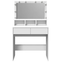 Produktbild för Sminkbord med LED vit 80x41x134,5 cm