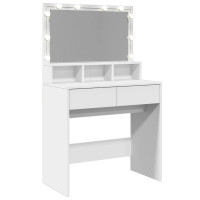 Produktbild för Sminkbord med LED vit 80x41x134,5 cm