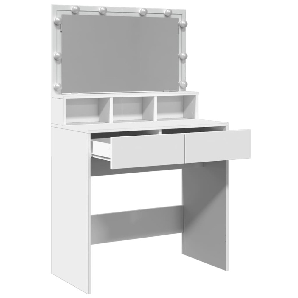 Produktbild för Sminkbord med LED vit 80x41x134,5 cm
