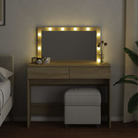 Produktbild för Sminkbord med LED sonoma-ek 100x40x120 cm