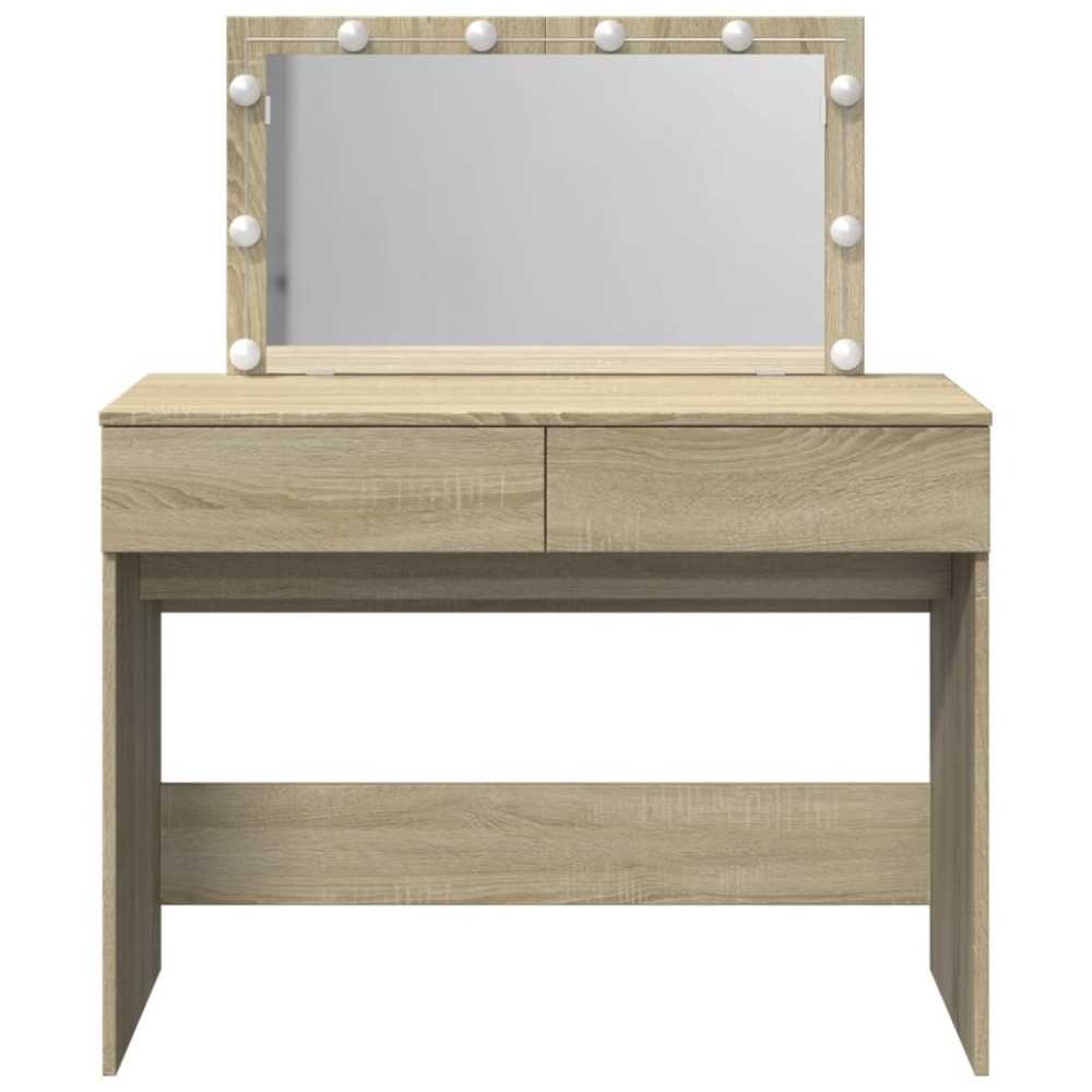 Produktbild för Sminkbord med LED sonoma-ek 100x40x120 cm