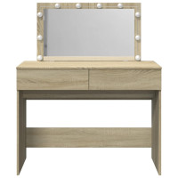 Produktbild för Sminkbord med LED sonoma-ek 100x40x120 cm