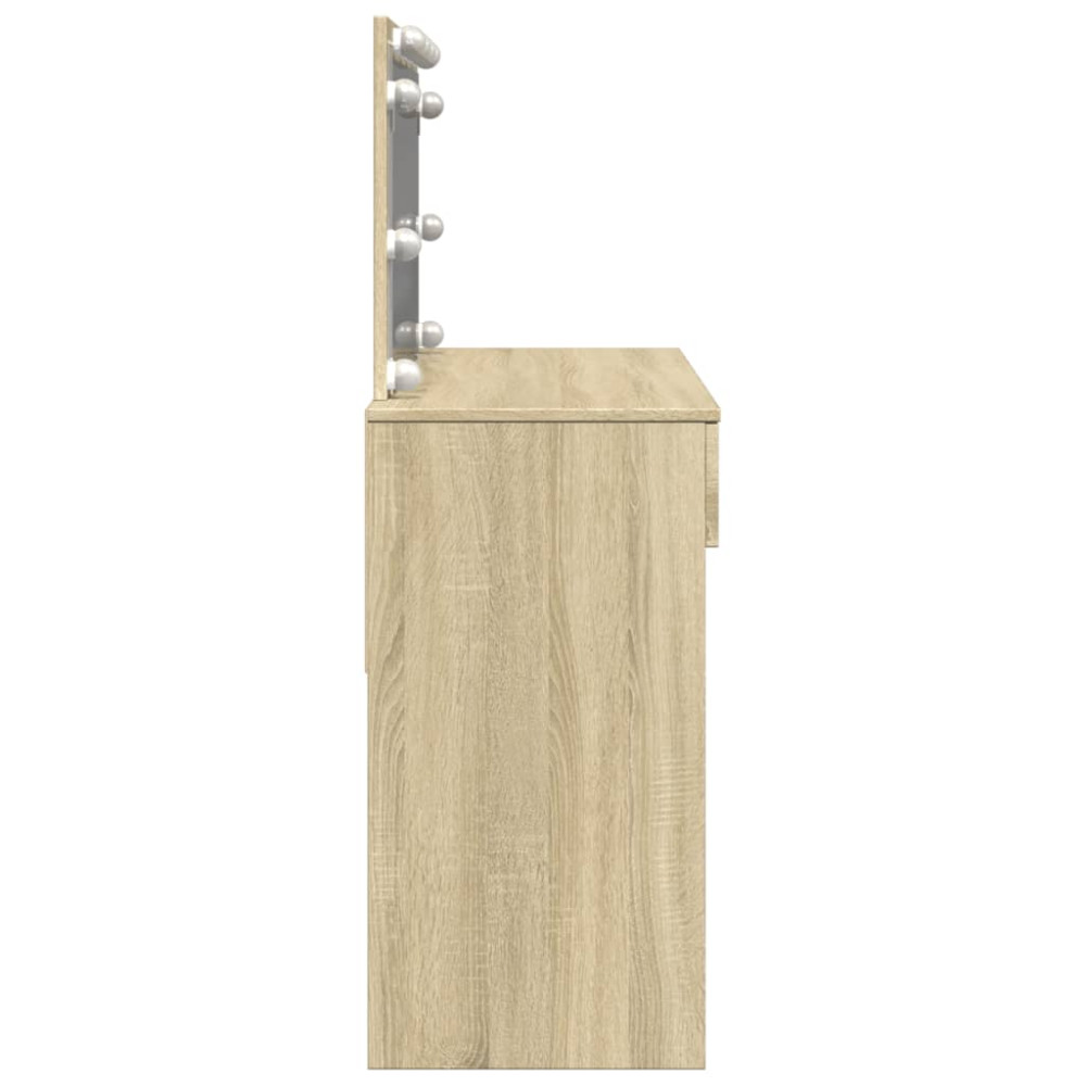 Produktbild för Sminkbord med LED sonoma-ek 100x40x120 cm