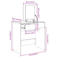 Produktbild för Sminkbord med spegel sonoma-ek 73x46,5x120 cm