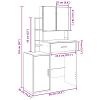 Produktbild för Sminkbord med skåp vit 80x35x132 cm