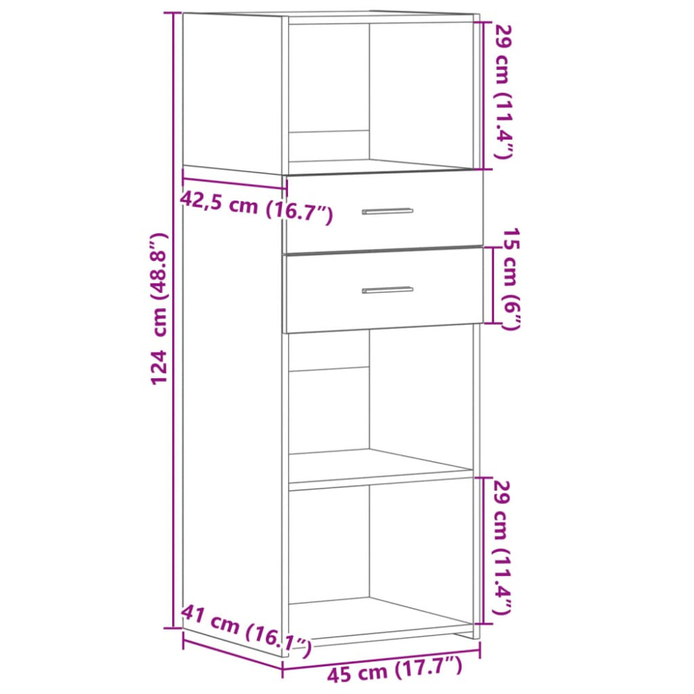 Produktbild för Högskåp sonoma-ek 45x42,5x124 cm konstruerat trä