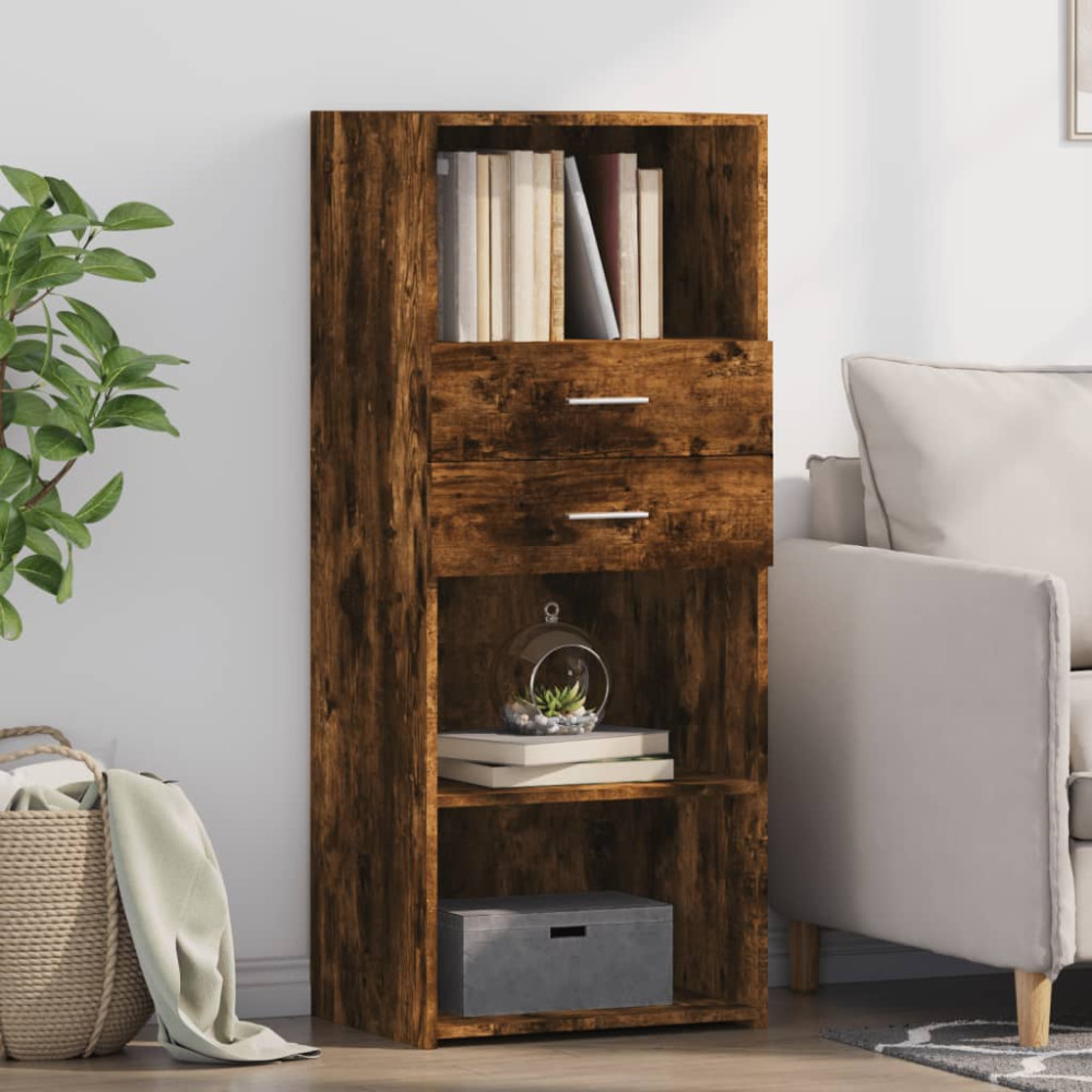 Produktbild för Högskåp rökfärgad ek 50x42,5x124 cm konstruerat trä