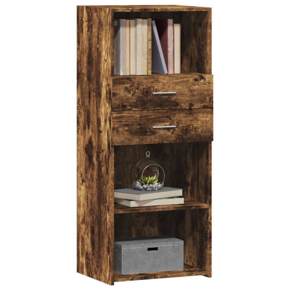 Produktbild för Högskåp rökfärgad ek 50x42,5x124 cm konstruerat trä