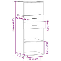 Produktbild för Högskåp rökfärgad ek 50x42,5x124 cm konstruerat trä