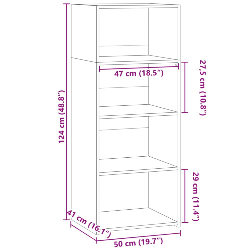 Produktbild för Högskåp vit 50x41x124 cm konstruerat trä