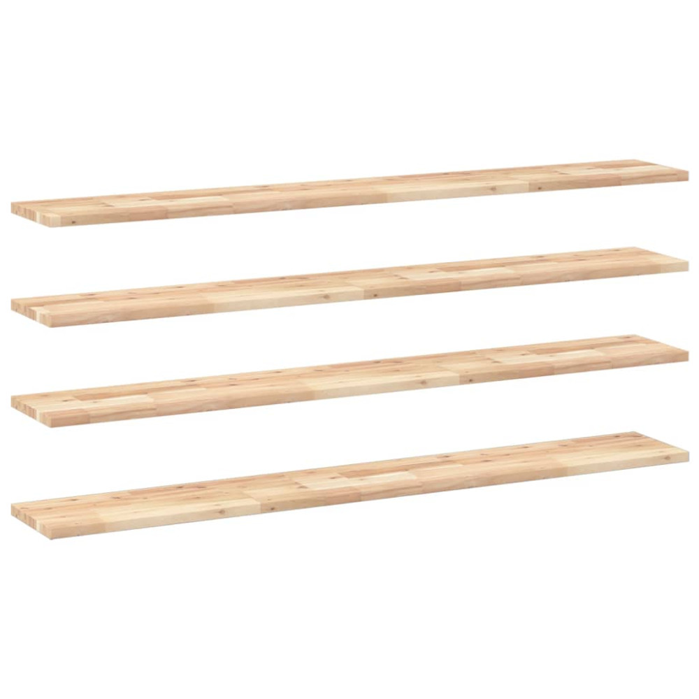 Produktbild för Svävande hyllor 4 st 120x20x2 cm obehandlat massivt akaciaträ