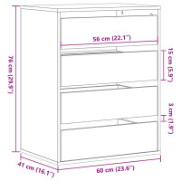 Produktbild för Byrå svart 60x41x76 cm konstruerat trä