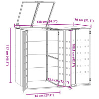 Produktbild för Skjul för sopkärl för 2 platser grå 138x79x117 cm stål