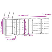 Produktbild för Skjul för sopkärl för 5 platser antracit 345x79x117 cm stål