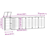 Produktbild för Skjul för sopkärl för 6 platser grå 414x79x117 cm stål