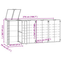 Produktbild för Skjul för sopkärl för 4 platser svart 276x79x117 cm stål