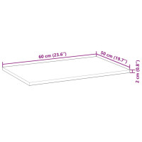 Produktbild för Bordsskiva rektangulär 60x50x2 cm massivt akaciaträ