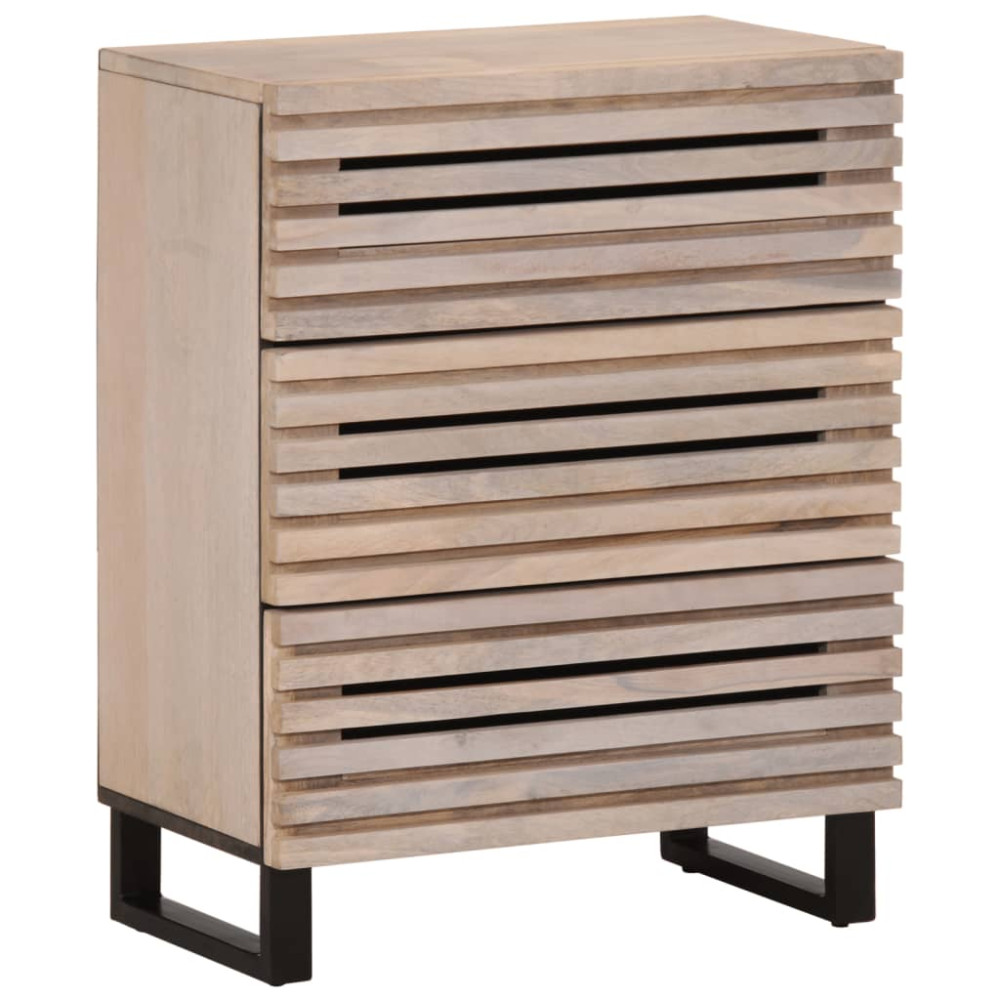 Produktbild för Skänk vit 60x34x75 cm massiv mangoträ