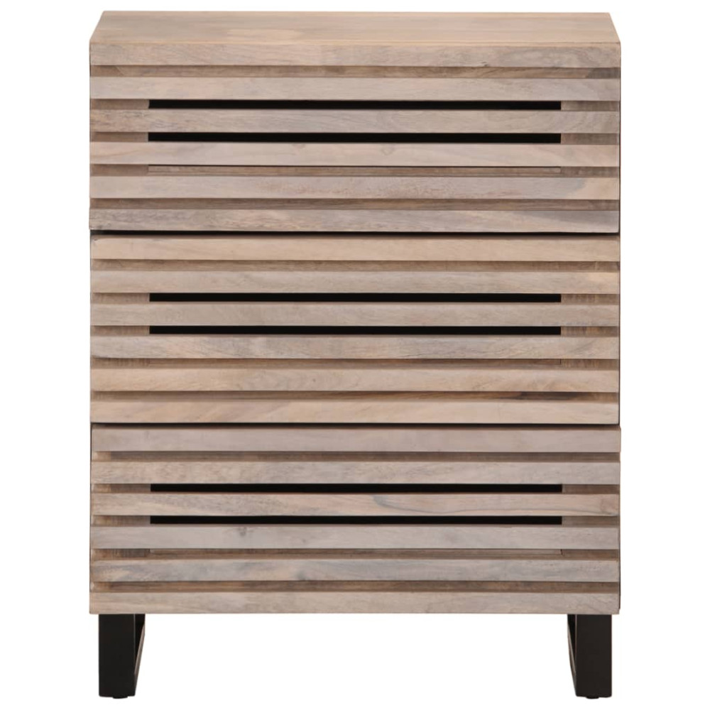 Produktbild för Skänk vit 60x34x75 cm massiv mangoträ