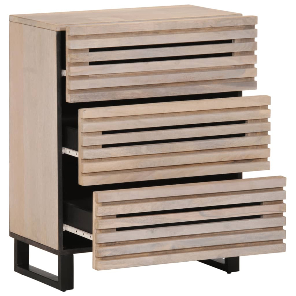 Produktbild för Skänk vit 60x34x75 cm massiv mangoträ