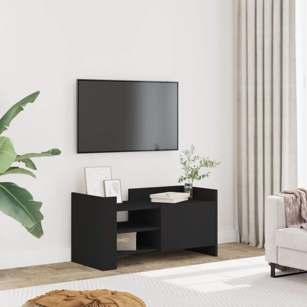 Produktbild för Tv-bänk svart 80x35x40 cm konstruerat trä