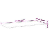Produktbild för Bordsskiva rektangulär 140x60x2 cm massivt akaciaträ