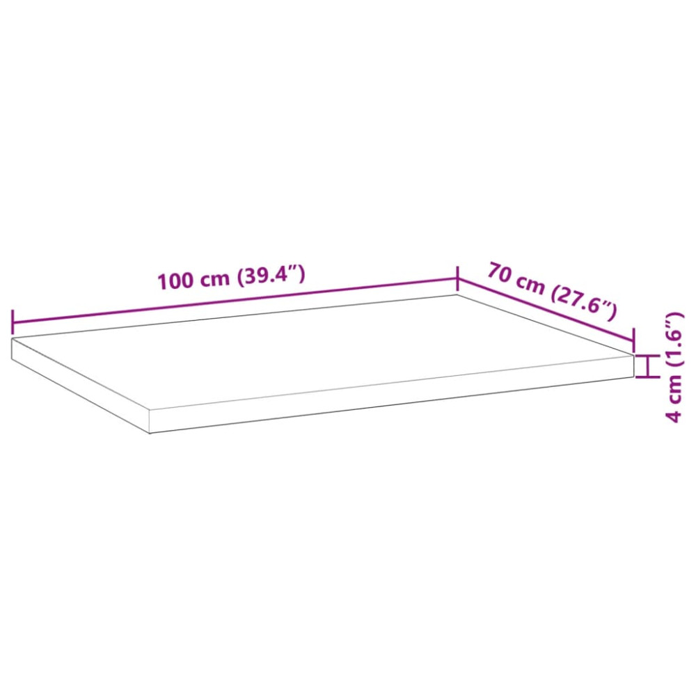 Produktbild för Bordsskiva rektangulär 100x70x4 cm massivt akaciaträ