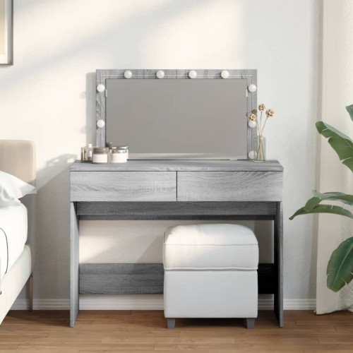 vidaXL Sminkbord med LED grå sonoma 100x40x120 cm - Toalettbord